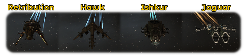 Photos of each player faction's assault frigate