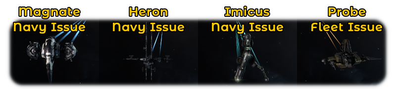 Photos of each player faction's navy exploration frigate